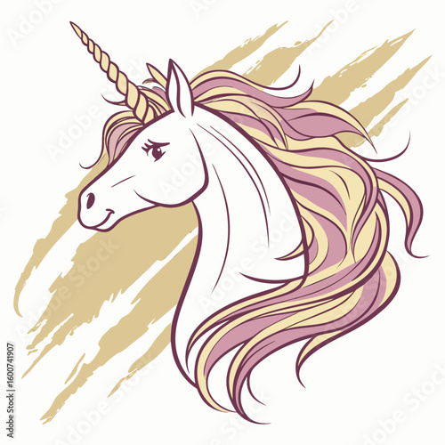 Cartoon horse head vector illustration of a wild running mustang stallion silhouette, perfect for animal farm or nature designs