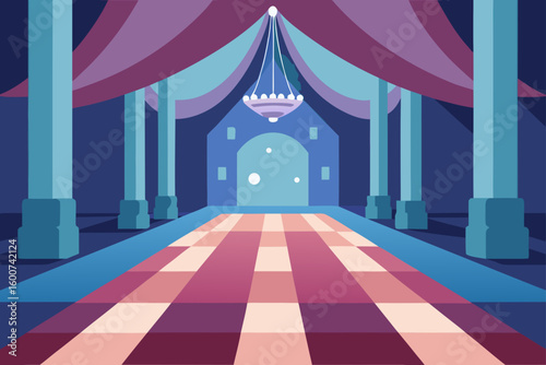 elegant ballroom with crystal floor and soft light
