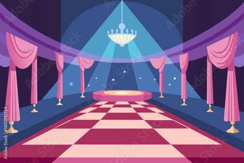 elegant ballroom with crystal floor and soft light