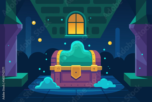 fantasy hoard room with sparkling mist
