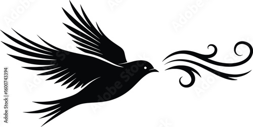 Elegant Black Silhouettes in Motion Against a Minimalist Background