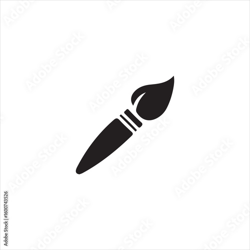Black paint brush icon on white background paintbrush artist