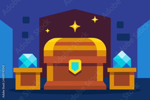 Magical Hoard Room with Chest and Sparkle