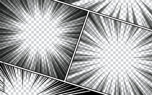 Comic panel with black and white background. Vector illustration