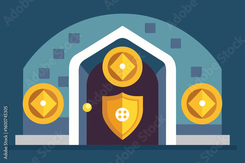 Vault with enchanted shields and gold