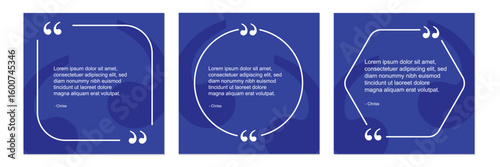 Set of social media post design template for quotes. Qoute Frame Blank Template  Set with Copy Space for Text on Square Banner with Modern Gradient Background.