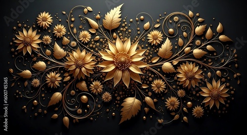 Radiant golden floral arrangement evokes luxury and celebrates the beauty of nature in rich textured