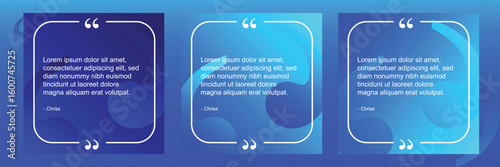 Set of social media post design template for quotes. Qoute Frame Blank Template  Set with Copy Space for Text on Square Banner with Modern Gradient Background.
