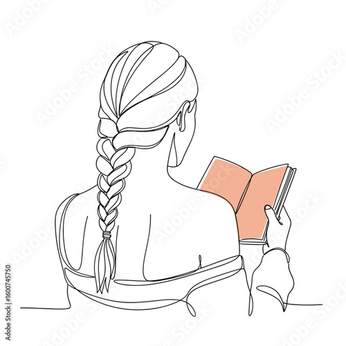 Woman with braided hair reading book enjoying quiet moment learning new things through literature