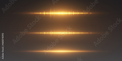 The effect of golden light lines, shining flashes and sparks.
