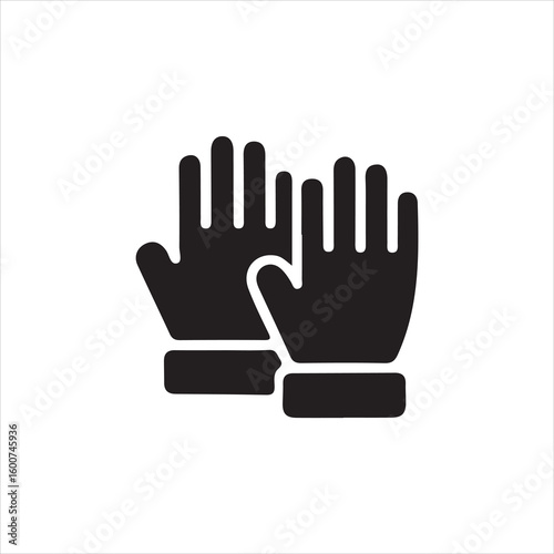 Black silhouette of two hands wearing protective gloves protection safety
