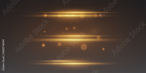 The effect of golden light lines, shining flashes and sparks.
