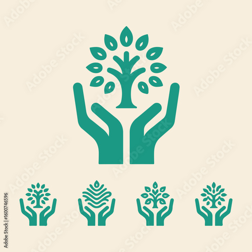 Hands gently holding a growing tree symbolizing growth protection and environmental care