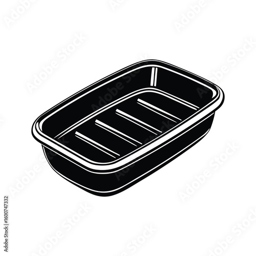 Clean black silhouette of a travel soap case in flat vector format. Perfect for toiletry icons, wellness branding, or personal care graphics.