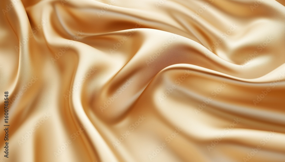 Fototapeta premium Smooth And Elegant Close-Up Of Natural Gold Silk: Light Golden Fabric With Sepia Tone. Unique Texture, Pattern, And Template.