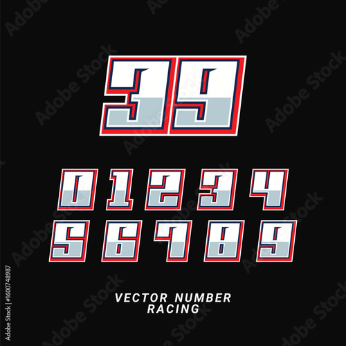 Sport Racing Numbers Vector Modern and Bold Typeface