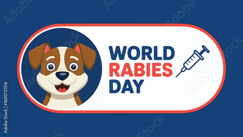 World Rabies Day Awareness Poster Vector Illustration with Dog, Vaccine, Medical Symbols