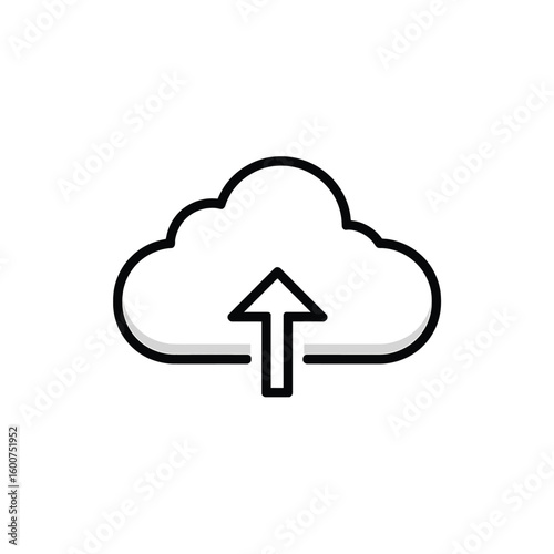 Cloud Upload Icon: A clean, modern icon of a cloud with an upward arrow, symbolizing data upload and cloud computing.