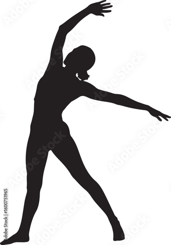 A vector illustration of a flexible woman gracefully stretching her body in a yoga pose.