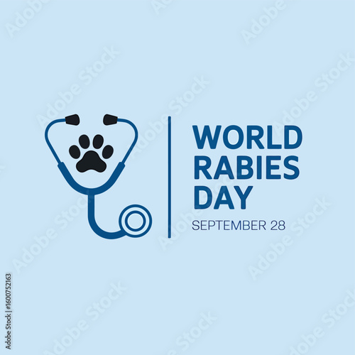 World Rabies Day Awareness Poster Vector Illustration with Dog, Vaccine, Medical Symbols