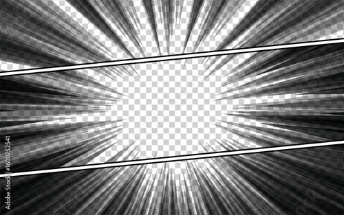 Abstract black and white background art manga comic page template. Vector illustration.