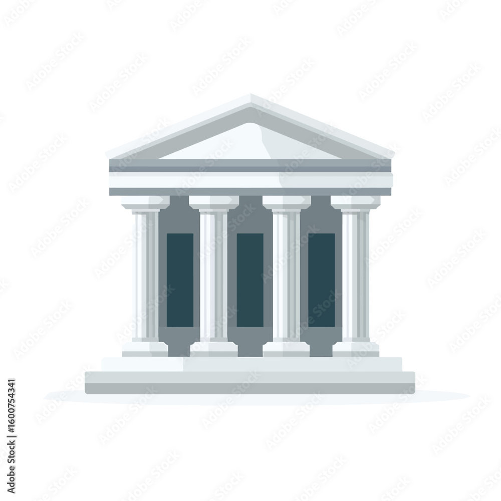Obraz premium 🏛️Classical Architecture: A pristine illustration showcasing the stately facade of a classic Greek temple, adorned with ionic columns and a triangular pediment, symbolizing order, knowledge.