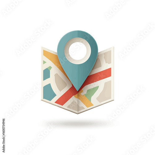 Map Marker Icon: An artistic representation of navigation, travel, and location, featuring a stylized map and prominent marker to indicate a destination.