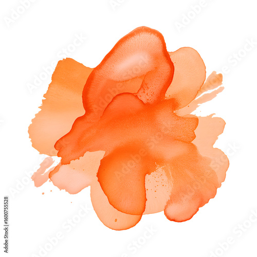 Vibrant Orange Watercolor Wash Abstract Art Texture for Design Projects isolated on transparent background