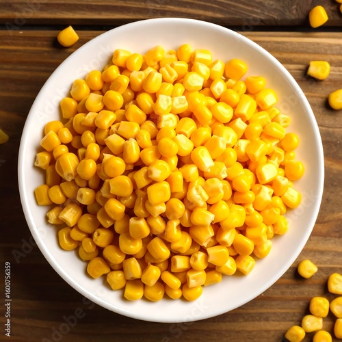 Canned yellow corn kernels in a bowl