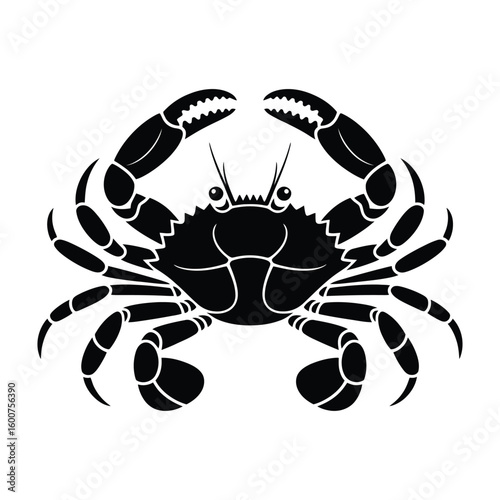 Silhouette of a crab with claws raised