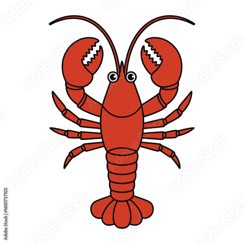 Cartoon lobster with big claws and antennae