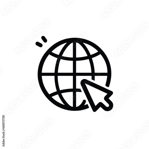 Global Web Navigation: A clean, modern illustration of a globe, intersected by lines, with a cursor, symbolizes the expansive reach of the digital world, emphasizing connectivity, information access.
