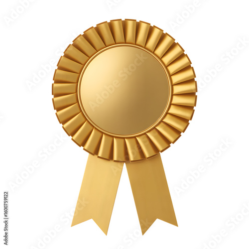 Golden Award Ribbon Achievement Success and Victory isolated on transparent background