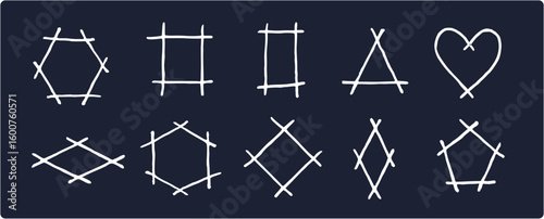 blueprint geometrical shapes line sketch square doodle construction hexagon triangle vector