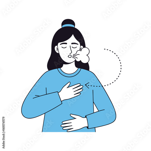 Woman practicing deep breathing exercises for relaxation and stress relief technique