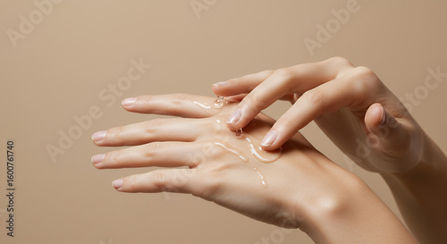 Woman's Hands Applying Hydrating Gel for Skincare, Moisture, and Beauty