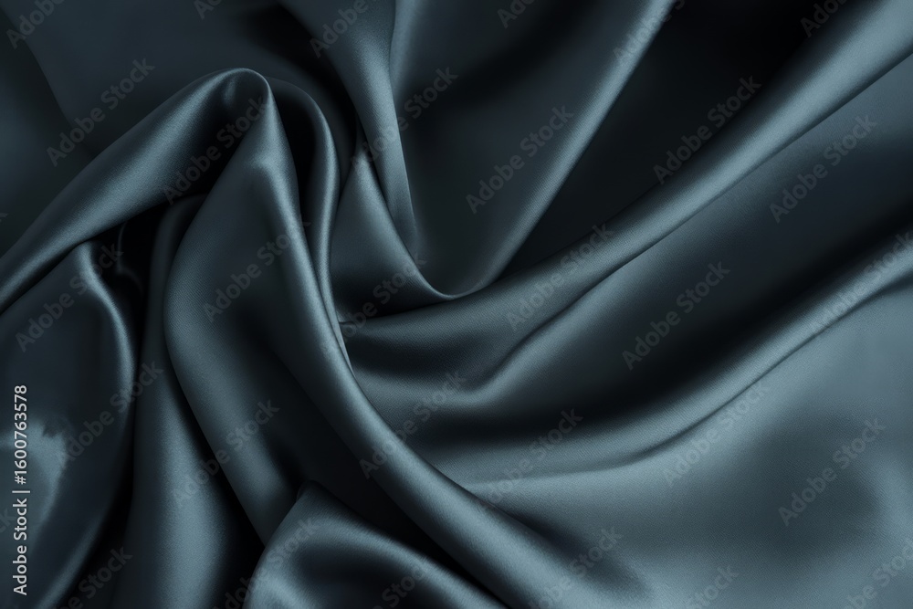 Obraz premium Deep blue silk fabric folds textile dark blue