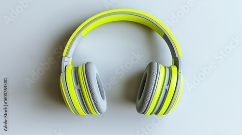 Yellow Headphones on a Light Gray Surface
