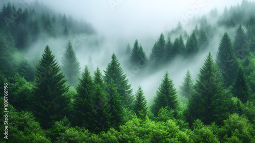 Low-lying clouds forming mist over grassy fields