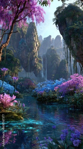 Magical Pixelized Fantasy Landscape With Vibrant Colors