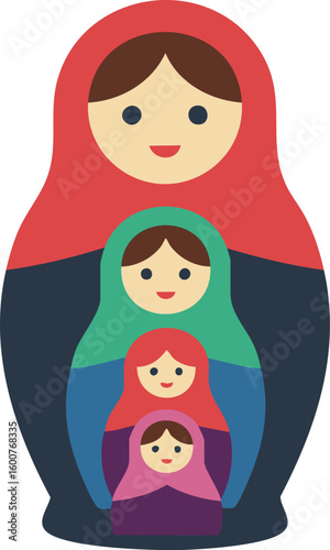 Minimal Flat Design Matryoshka Doll Illustration | ミニマルフラットデザイン マトリョーシカ人形イラスト