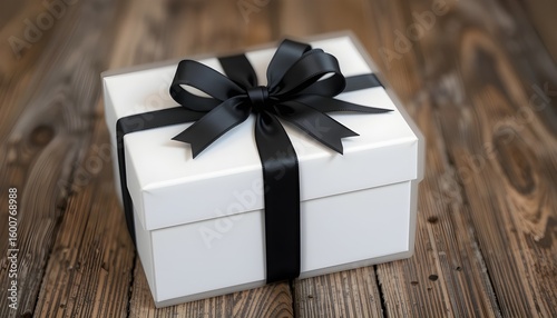 white Gift Box with black Ribbon