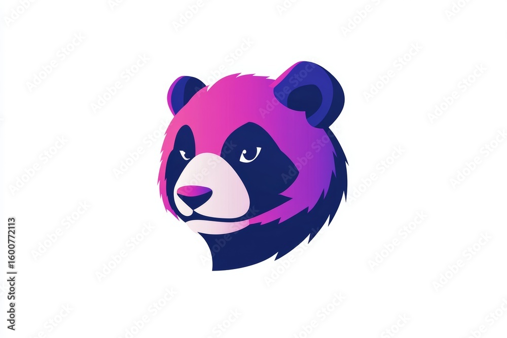 Naklejka premium Colorful Panda Head Illustration with Modern Geometric Design