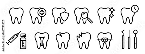 dental icon set with line style