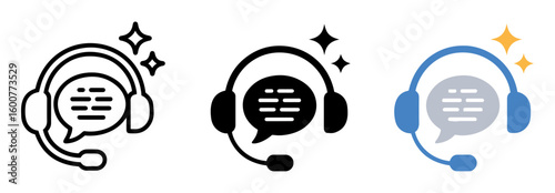 ai customer support icon for app and website communication design