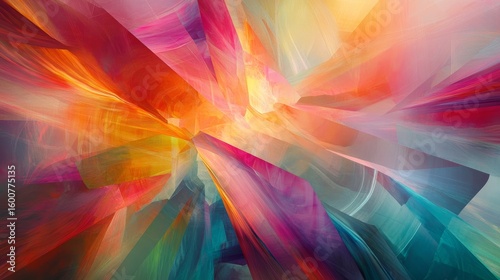 Colorful abstract painting with a lot of different colors and shapes