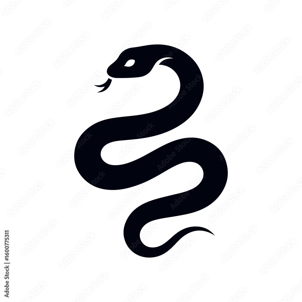 Fototapeta premium Black and white serpent vector illustration: a cute wildlife reptile character symbol for a tattoo design