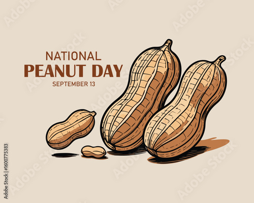 National Peanut Day vector. Pile of peanuts vector illustration. American delicacy. Peanut Day Poster, September 13.