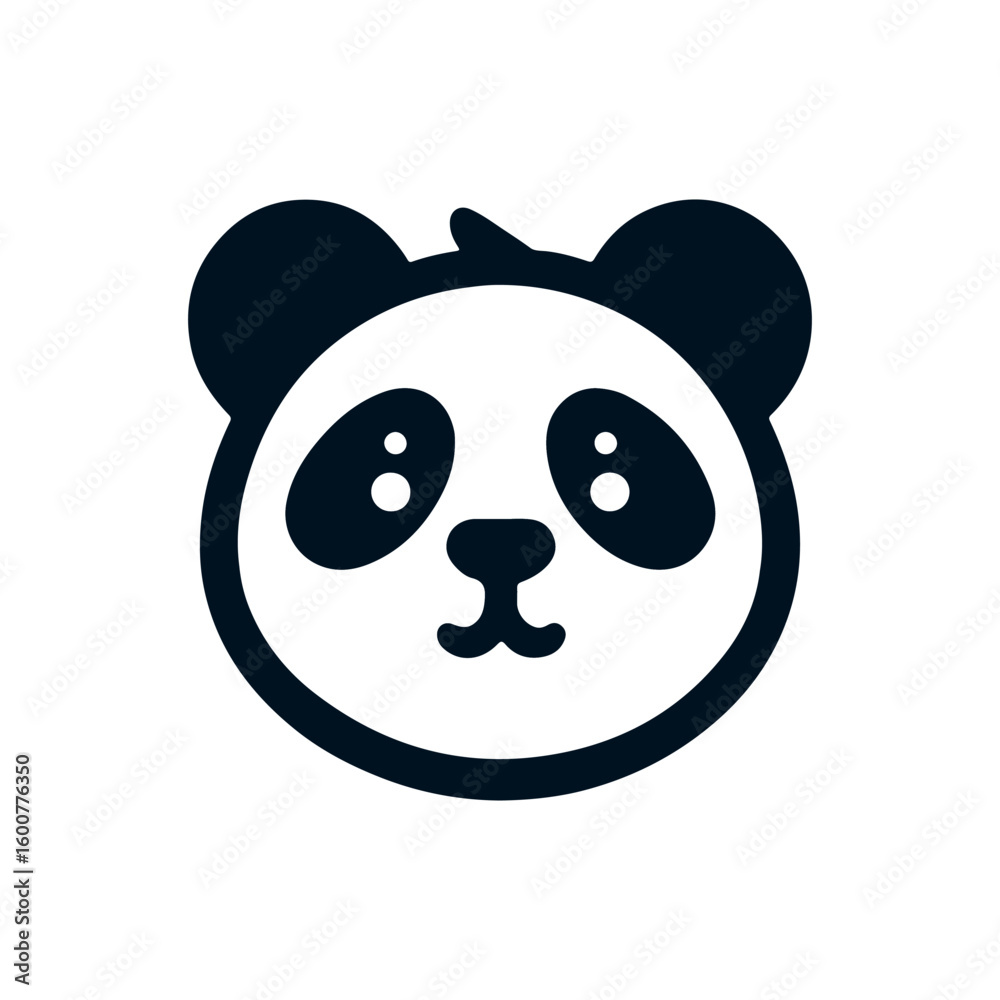 Fototapeta premium Cute baby panda bear cartoon illustration with a fun, smiling face