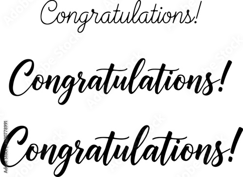 Vector art of the word congratulations is presented in elegant black